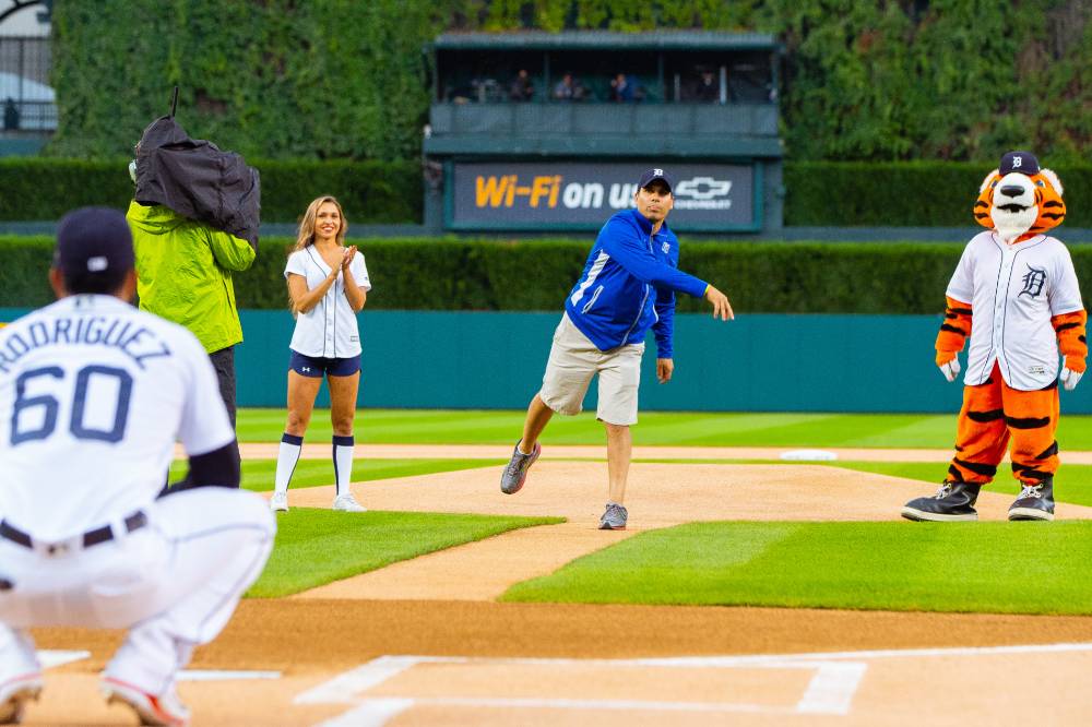 Man throwing pitch at Comerica Park pt. 2
